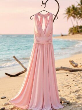 Blush Pink Marcaine Jersey Convertible Halter Maxi Dress